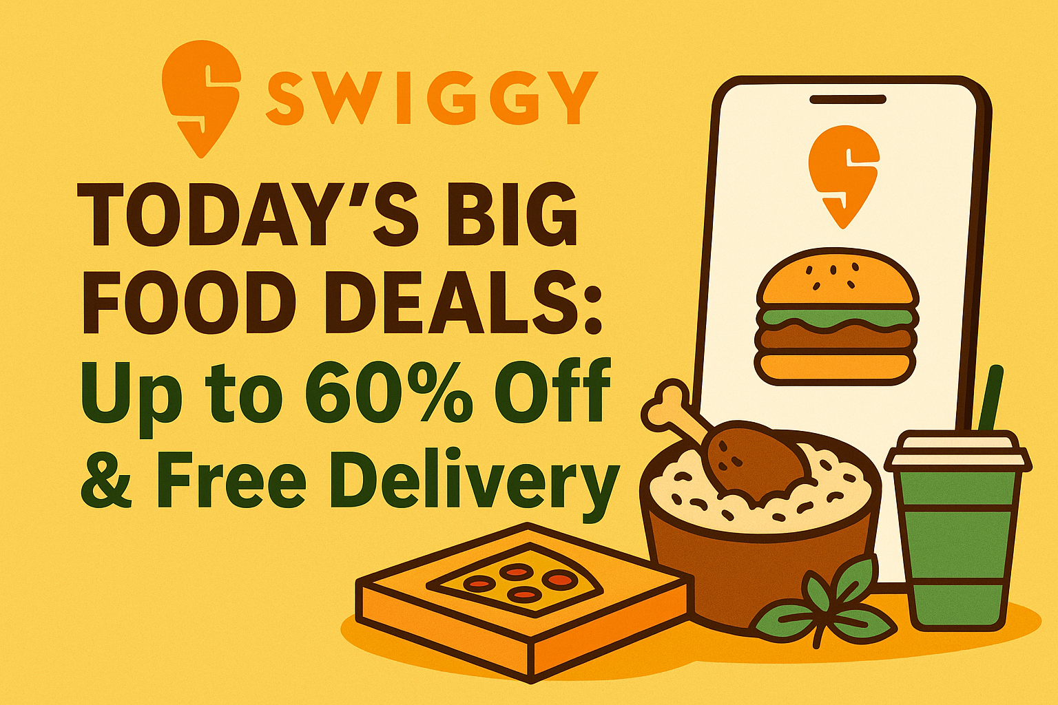 Swiggy’s Best Food Deals for Today: Up to 60% Off & Free Delivery